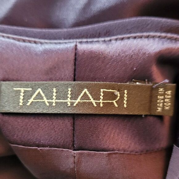 Tahari Formal Peekaboo Tease Cutout Draped Back High Side‎ Slit Gown Sz 12 - Picture 4 of 11